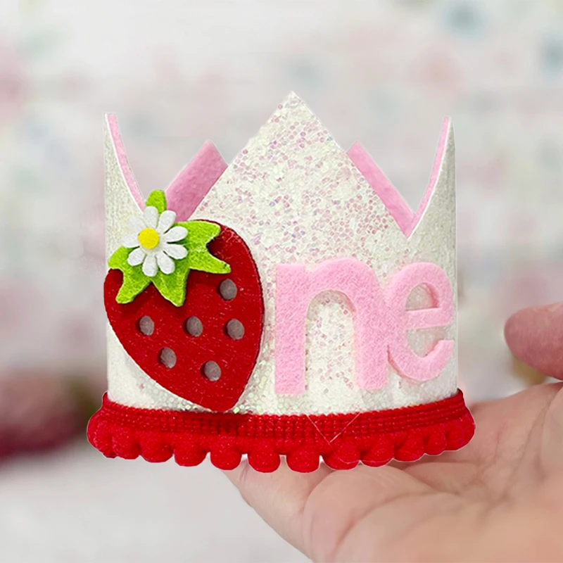 Pink Strawberry Crown Birthday - Baby Food Year Old recension och pris